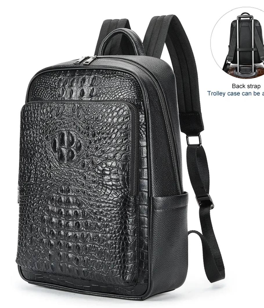 Sac à dos en cuir avec motif croco