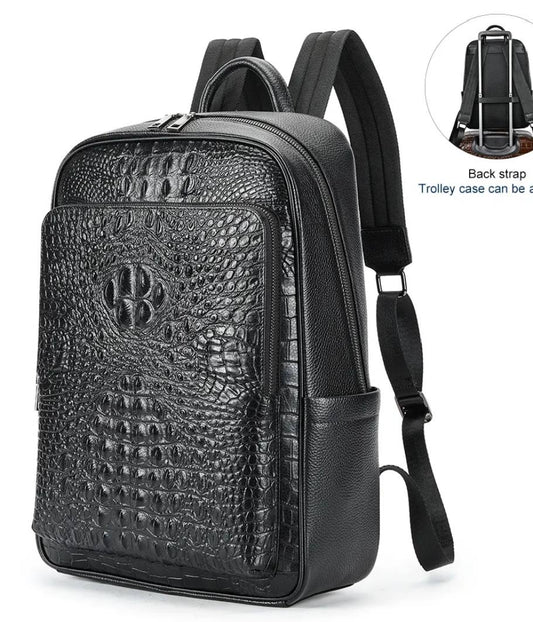 Sac à dos en cuir avec motif croco